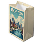 Aangepaste naam Boston Massachusetts Medium Cadeauzakje (Voorkant Gekanteld)