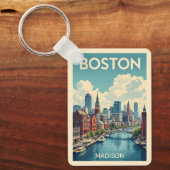Aangepaste naam Boston Massachusetts Sleutelhanger (Voorkant)