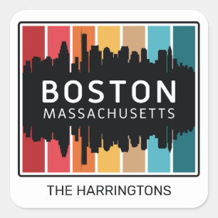Aangepaste naam Boston Massachusetts Vierkante Sticker