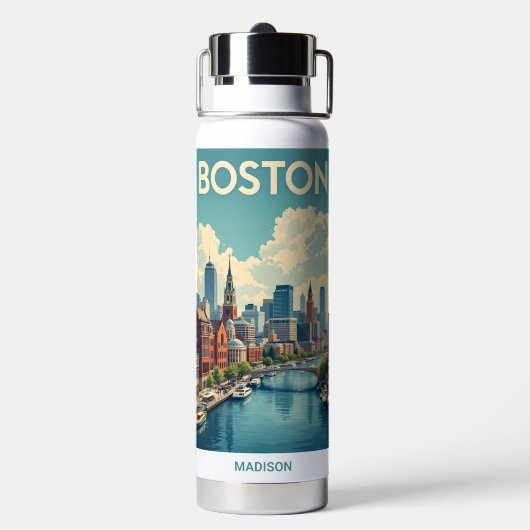 Aangepaste naam Boston Massachusetts Waterfles (Achterkant)