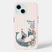 Aangepaste naam | Botanisch Initiaal | Vlinderblau Case-Mate iPhone Case (Achterkant)