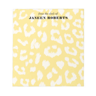 Aangepaste Naam Boter Geel Leopard Print Notitieblok