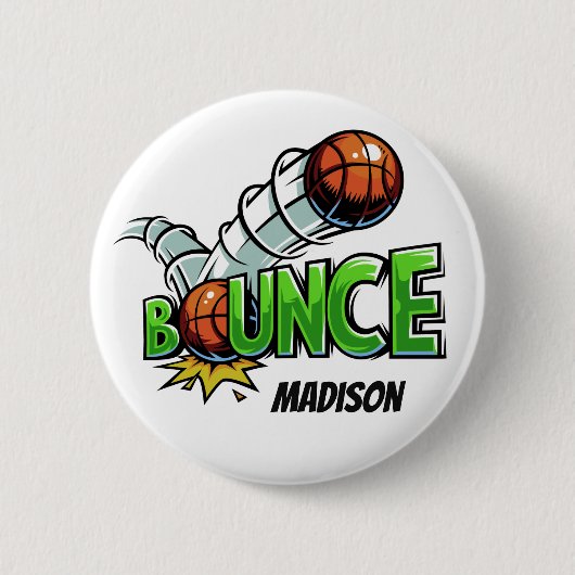 Aangepaste naam BOUNCE Basketball-knoppen Ronde Button 5,7 Cm (Voorkant)