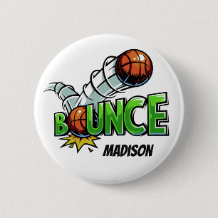 Aangepaste naam BOUNCE Basketball-knoppen Ronde Button 5,7 Cm