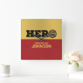 Aangepaste naam, brandweerman Hero Vierkante Klok (Huis)