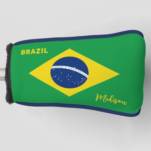 Aangepaste naam Brazilië Vlag Golfheadcover (Voorkant)