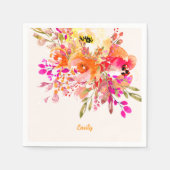 Aangepaste naam Bright Floral Romantic Servet (Voorkant)