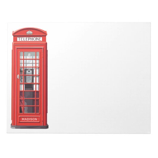 Aangepaste naam Britse telefooncel Notitieblok (Voorkant)