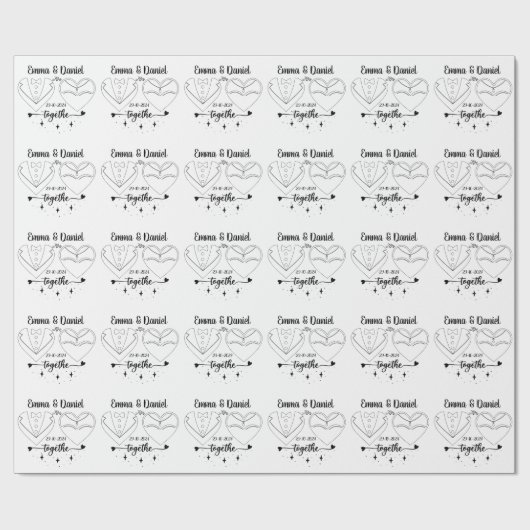 aangepaste naam bruid en bruidegom script bruiloft cadeaupapier (Vlak)