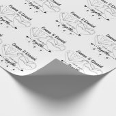 aangepaste naam bruid en bruidegom script bruiloft cadeaupapier (Hoek)