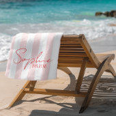 Aangepaste naam bruid roze streep | Geschenk voor  Strandlaken