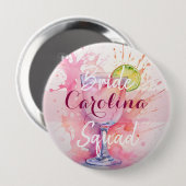 Aangepaste naam bruids team/hennenparty roze ronde button 4,0 cm (Voorkant /achterkant)