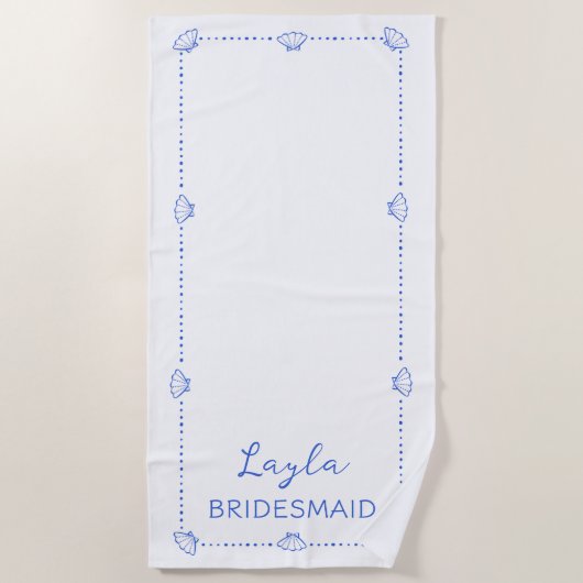 Aangepaste Naam Bruidsmeisje Kust Hand getrokken C Strandlaken (Voorkant)