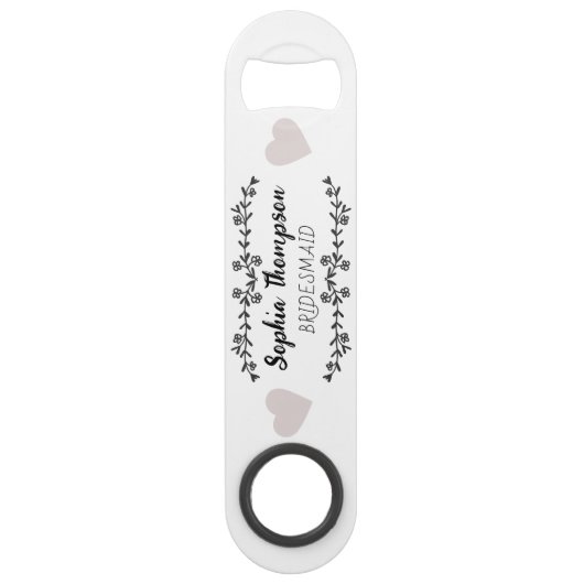 Aangepaste Naam Bruidsmeisje | Modern minimalistis Speed Flessenopener (Voorkant)