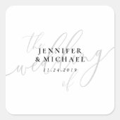 Aangepaste naam bruiloft vierkante sticker (Voorkant)