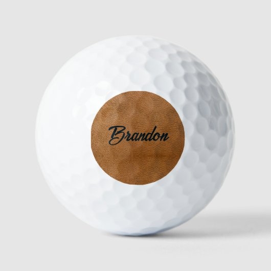 Aangepaste naam bruin leder golfballen (Voorkant)