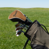 Aangepaste naam bruin leder golfheadcover (Insitu)
