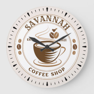 Aangepaste naam Bruin Retro Coffee Shop Diner Grote Klok