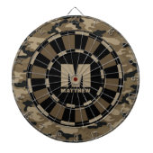 Aangepaste Naam Bruin Zwart Camo Dartboard Dartbord (Voorkant)