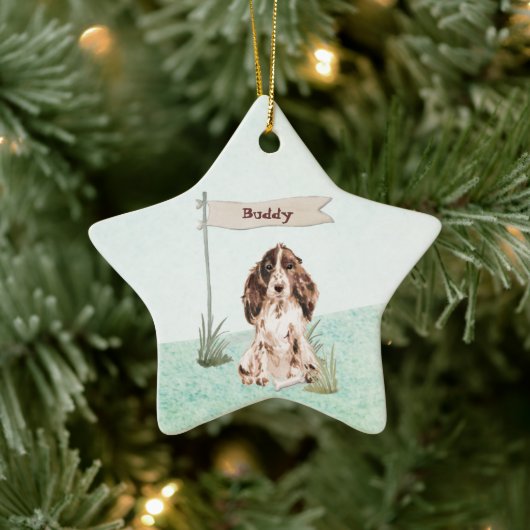 Aangepaste naam bruine Cocker Spaniel Pet Dog Keramisch Ornament (Boom)