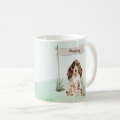 Aangepaste naam bruine Cocker Spaniel Pet Dog Koffiemok (Voorkant rechts)