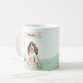 Aangepaste naam bruine Cocker Spaniel Pet Dog Koffiemok (Voorkant links)