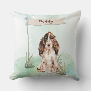 Aangepaste naam bruine Cocker Spaniel Pet Dog Kussen