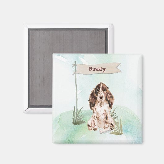 Aangepaste naam bruine Cocker Spaniel Pet Dog Magneet (Voorkant / Achterkant)