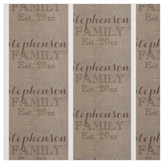 Aangepaste naam Burlap Rustic Print Stof (Swatch)