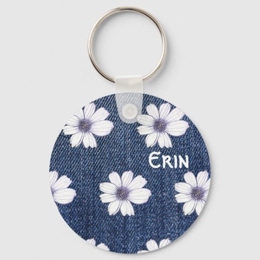 Aangepaste naam Button bloem Sleutelhanger (Voorkant)