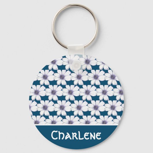 Aangepaste naam Button bloem Sleutelhanger (Voorkant)