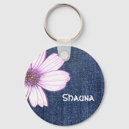Aangepaste naam Button bloem Sleutelhanger (Voorkant)