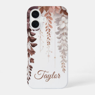 Aangepaste Naam Cacao Roos Wisteria Cascade iPhone 16 Hoesje