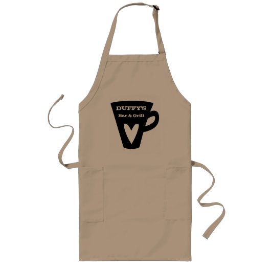 Aangepaste naam Cafe/Restaurant Apron Lang Schort (Voorkant)