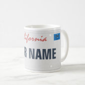 Aangepaste naam California License Bord Mok (Voorkant rechts)