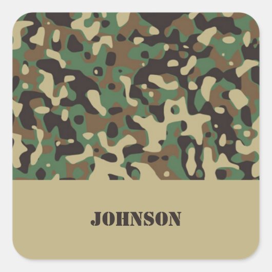 Aangepaste naam camouflage patroon vierkante sticker (Voorkant)