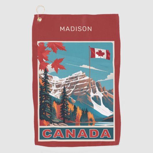 Aangepaste naam Canada Reizen Poster Golfhanddoek (Voorkant)