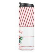Aangepaste naam | Candy Cane & rode strepen Kerstm Thermosbeker (Geroteerd rechts)