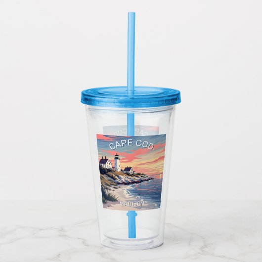 Aangepaste naam Cape Cod Massachusetts Acryl Drinkbeker (Voorkant)
