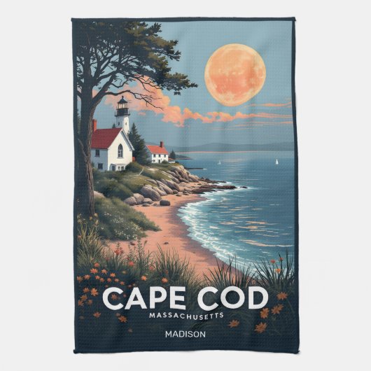 Aangepaste naam Cape Cod Massachusetts Theedoek (Verticaal)