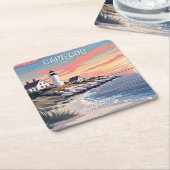 Aangepaste naam Cape Cod Massachusetts Vierkante Kartonnen Onderzetter (Schuin)