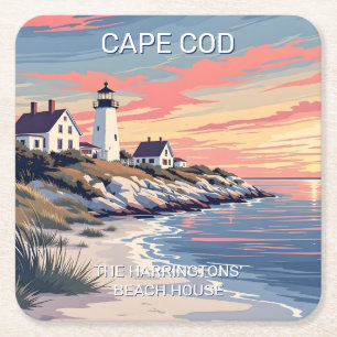 Aangepaste naam Cape Cod Massachusetts Vierkante Kartonnen Onderzetter