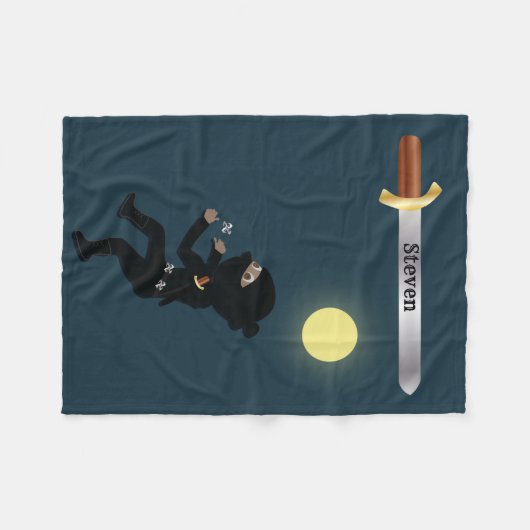 Aangepaste naam Cartoon Ninja Boy Fleece Deken (Voorkant (Horizontaal))