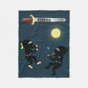 Aangepaste naam Cartoon Ninja Fleece Deken