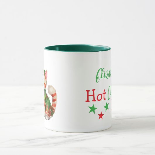 Aangepaste naam cat green red hot chocolate mok (Midden)