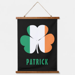 Aangepaste naam Celtic Ireland Shamrock Irish Flag Hangend Wandkleed