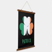 Aangepaste naam Celtic Ireland Shamrock Irish Flag Hangend Wandkleed (Gebogen)