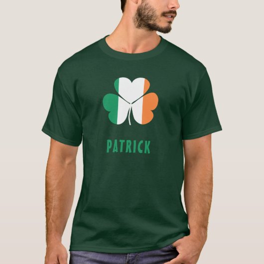 Aangepaste naam Celtic Ireland Shamrock Irish Flag T-shirt (Voorkant)