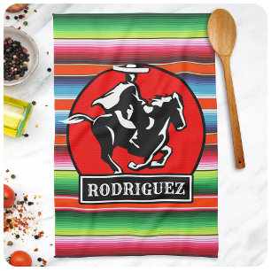 Aangepaste NAAM Charro Paard Spaans Mexicaanse Ser Theedoek
