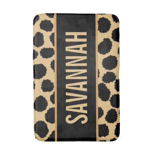 Aangepaste naam Cheetah Animal Print Pattern Class Badmat (Voorkant Verticaal)